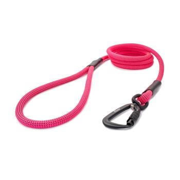 klassische Hundeleine TWIST - M - 115cm - pink mit schwarzen Punkten